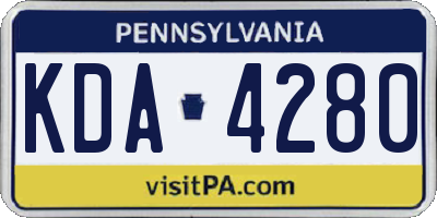 PA license plate KDA4280