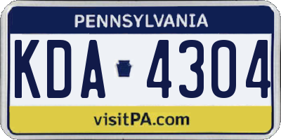 PA license plate KDA4304