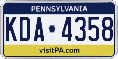 PA license plate KDA4358