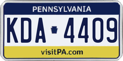 PA license plate KDA4409