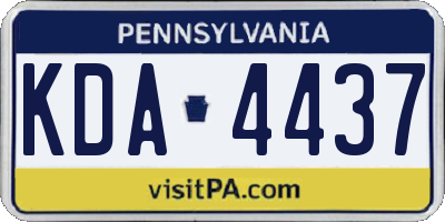 PA license plate KDA4437