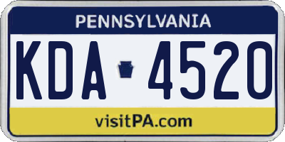 PA license plate KDA4520