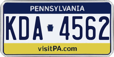 PA license plate KDA4562