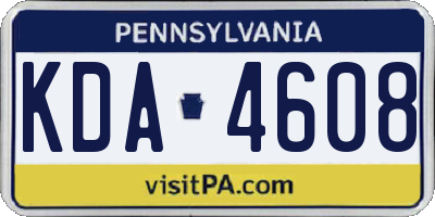 PA license plate KDA4608