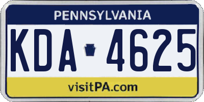 PA license plate KDA4625