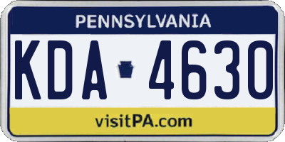 PA license plate KDA4630