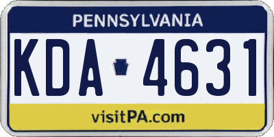 PA license plate KDA4631