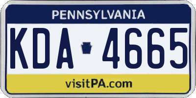 PA license plate KDA4665