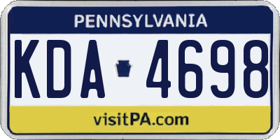 PA license plate KDA4698
