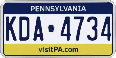 PA license plate KDA4734