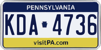 PA license plate KDA4736