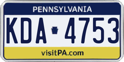 PA license plate KDA4753