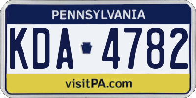 PA license plate KDA4782