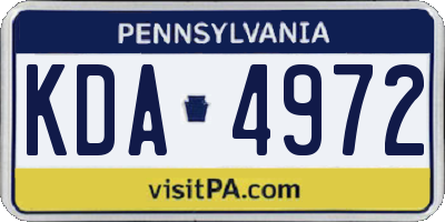 PA license plate KDA4972