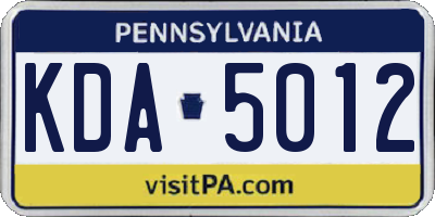 PA license plate KDA5012