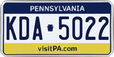 PA license plate KDA5022