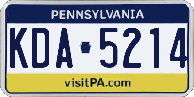 PA license plate KDA5214