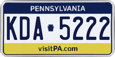 PA license plate KDA5222