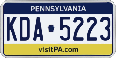 PA license plate KDA5223