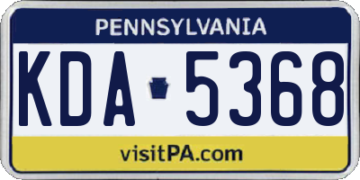 PA license plate KDA5368