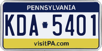 PA license plate KDA5401