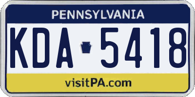 PA license plate KDA5418
