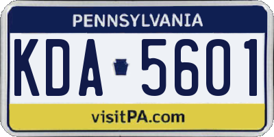 PA license plate KDA5601