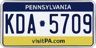 PA license plate KDA5709