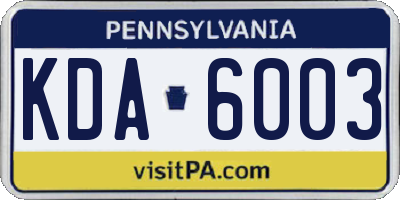 PA license plate KDA6003