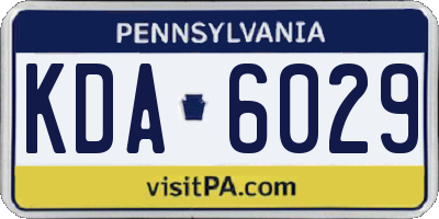 PA license plate KDA6029