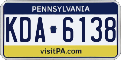 PA license plate KDA6138