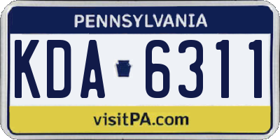PA license plate KDA6311