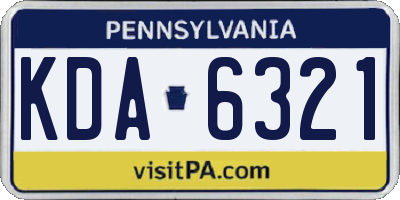 PA license plate KDA6321