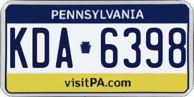 PA license plate KDA6398