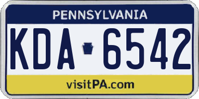 PA license plate KDA6542
