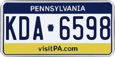 PA license plate KDA6598