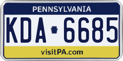PA license plate KDA6685