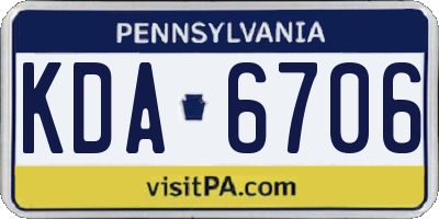 PA license plate KDA6706