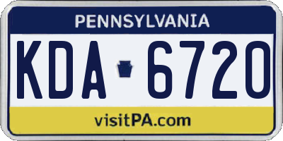 PA license plate KDA6720