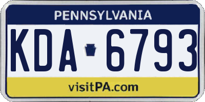 PA license plate KDA6793