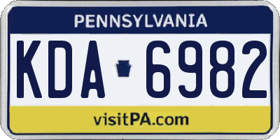 PA license plate KDA6982