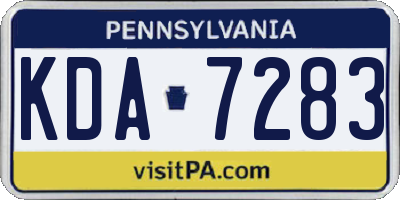 PA license plate KDA7283