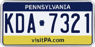 PA license plate KDA7321