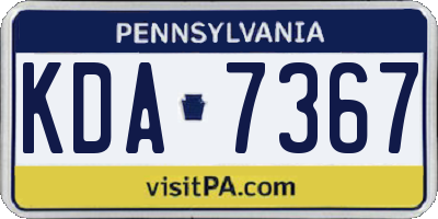 PA license plate KDA7367