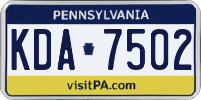 PA license plate KDA7502