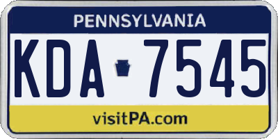 PA license plate KDA7545
