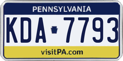 PA license plate KDA7793