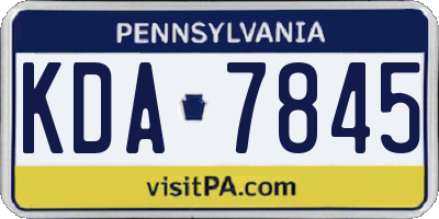 PA license plate KDA7845