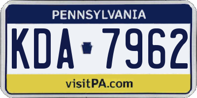 PA license plate KDA7962