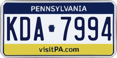 PA license plate KDA7994